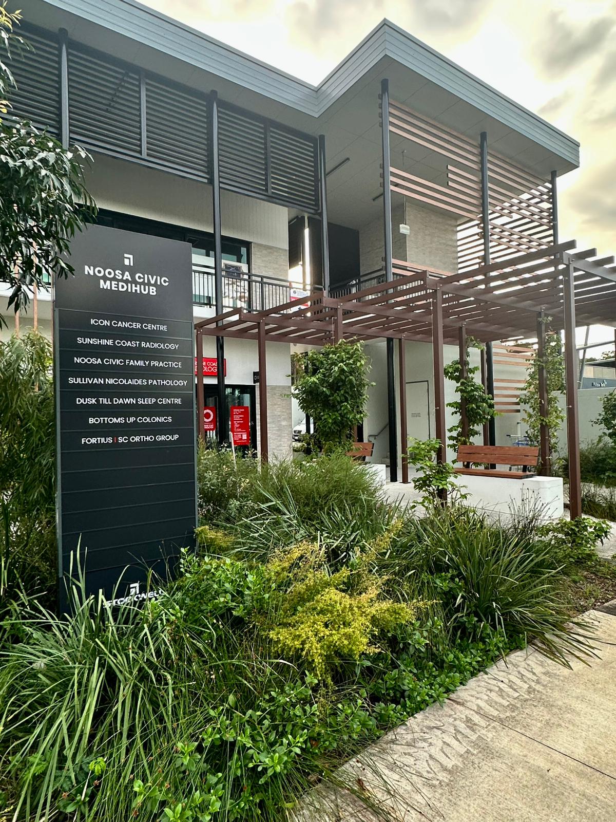Noosa Civic MediHub building exterior, Noosaville, where the Noosa clinic consults